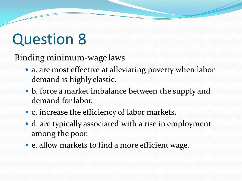 Question 8 Binding minimum-wage laws