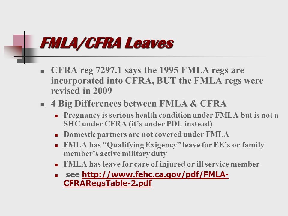 Fmla Cfra Pdl Comparison Chart