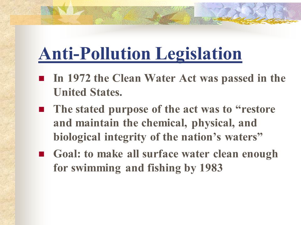 Anti-Pollution Legislation
