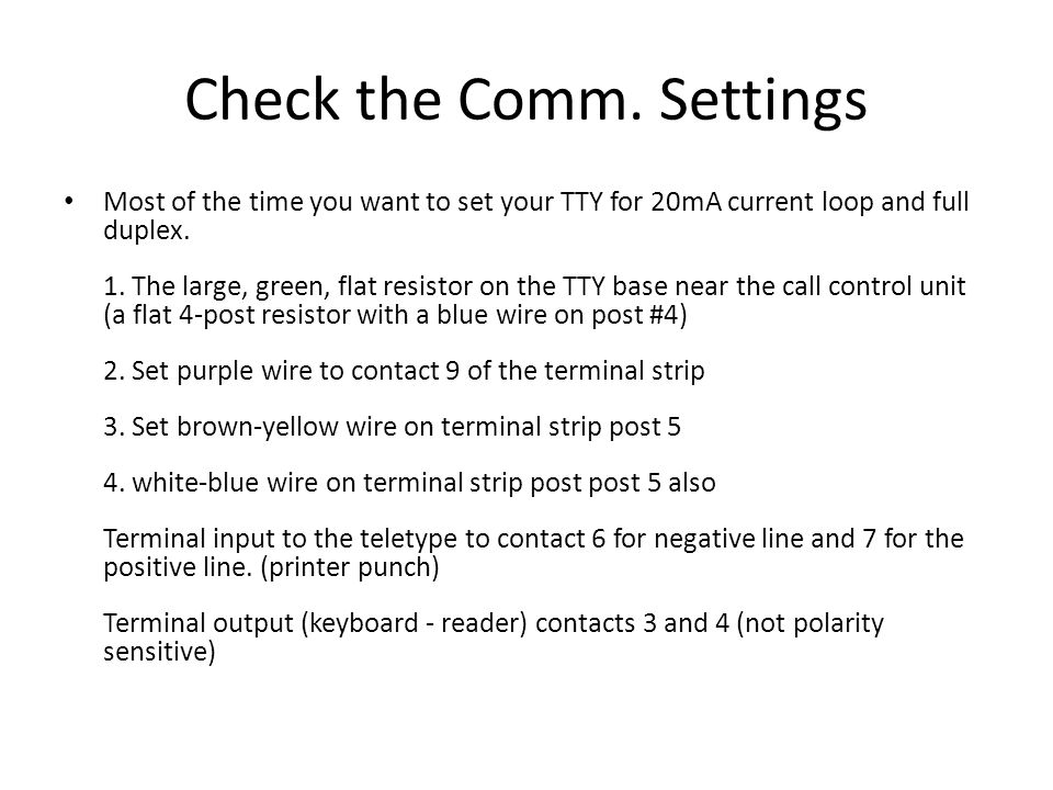 Check the Comm. Settings
