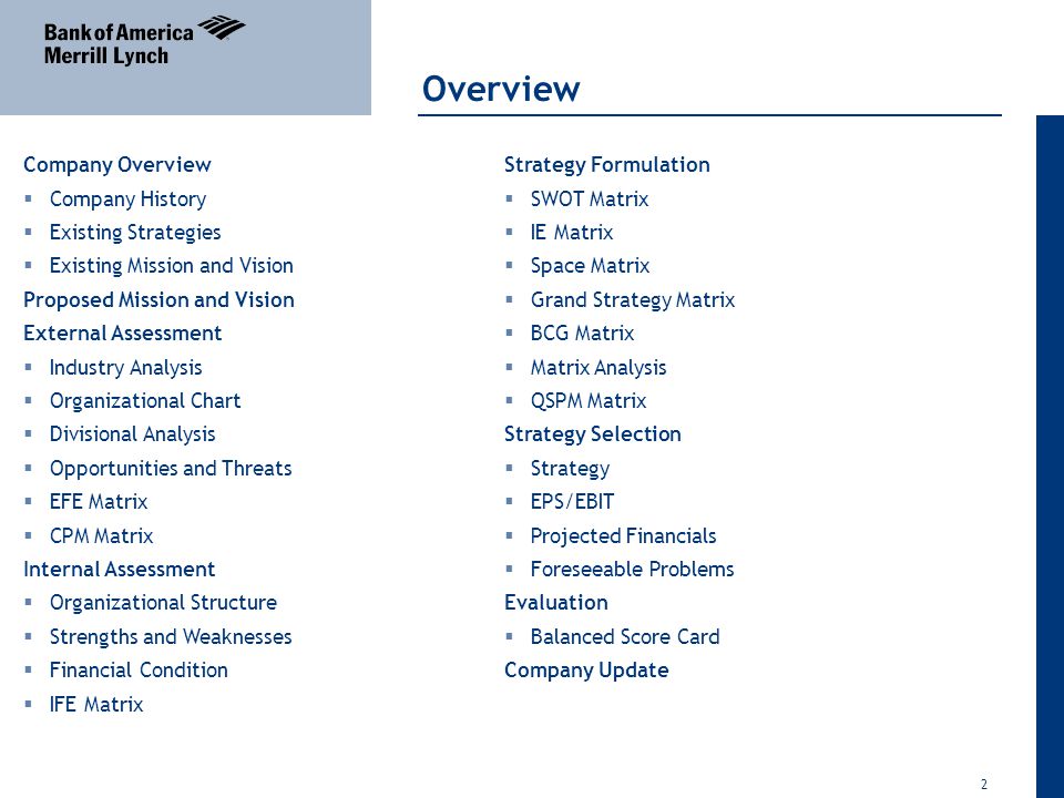 Bank Of America Merrill Lynch Organizational Chart