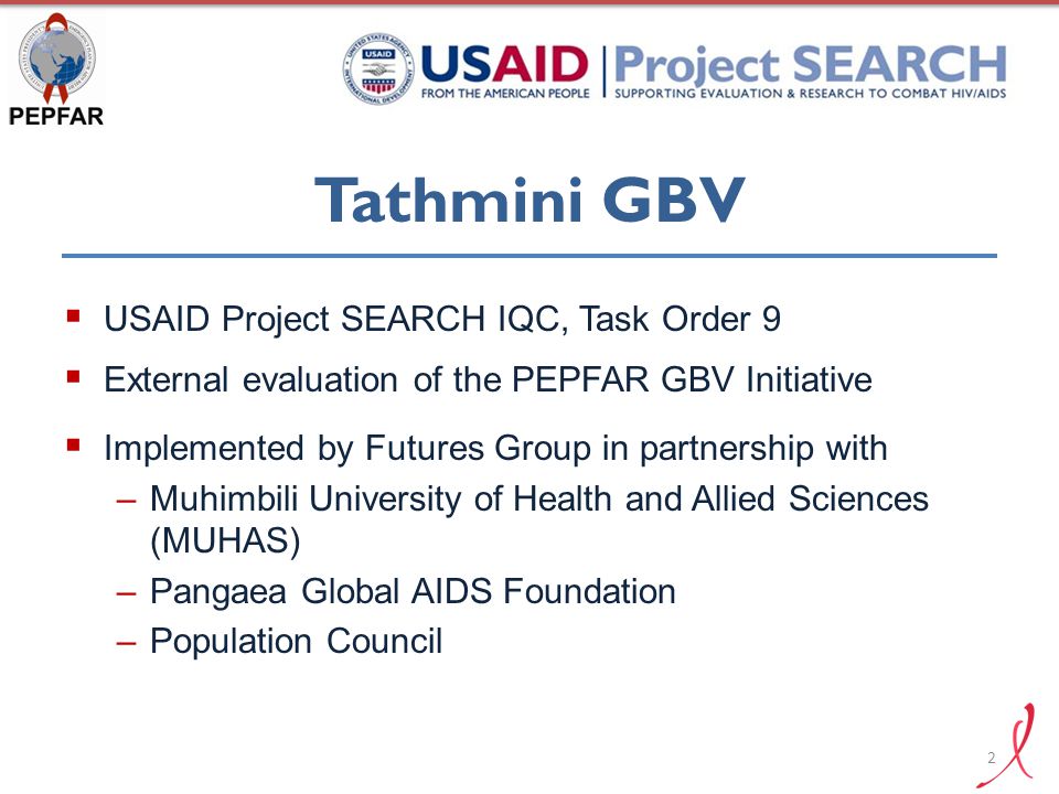 Tathmini GBV USAID Project SEARCH IQC, Task Order 9
