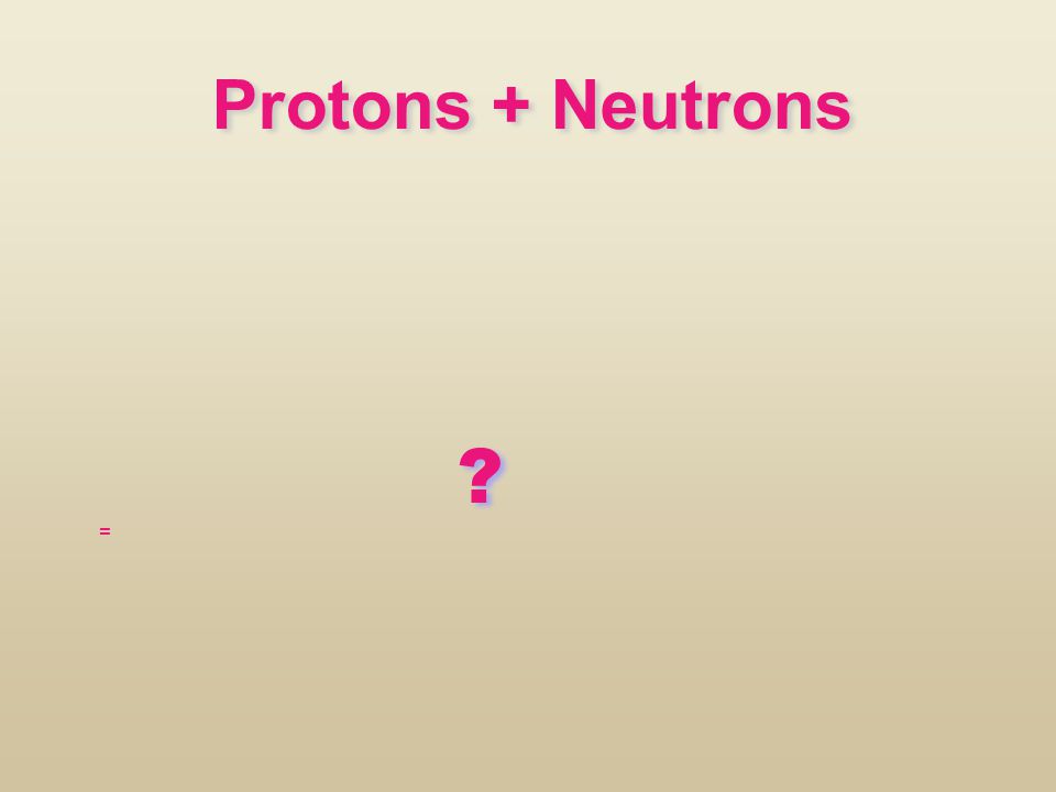 Protons + Neutrons =