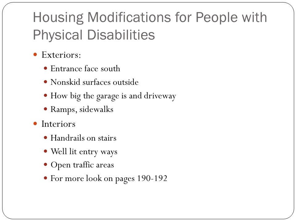 Housing Modifications for People with Physical Disabilities