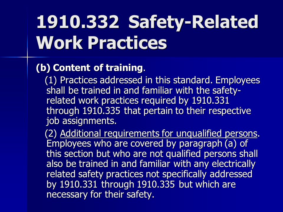 Safety-Related Work Practices