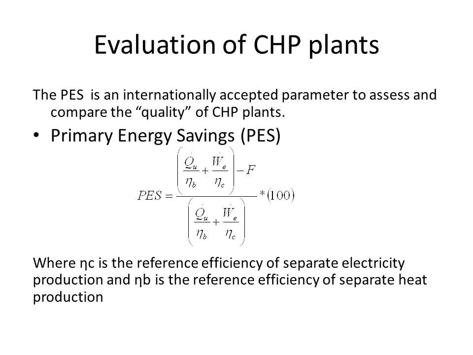 Evaluation of CHP plants