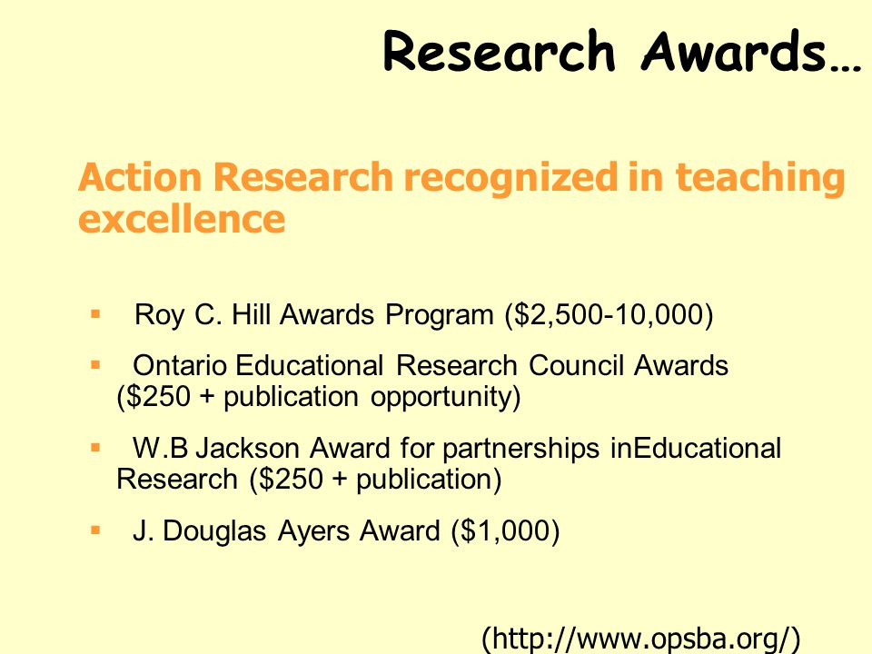 Research Awards… Action Research recognized in teaching excellence