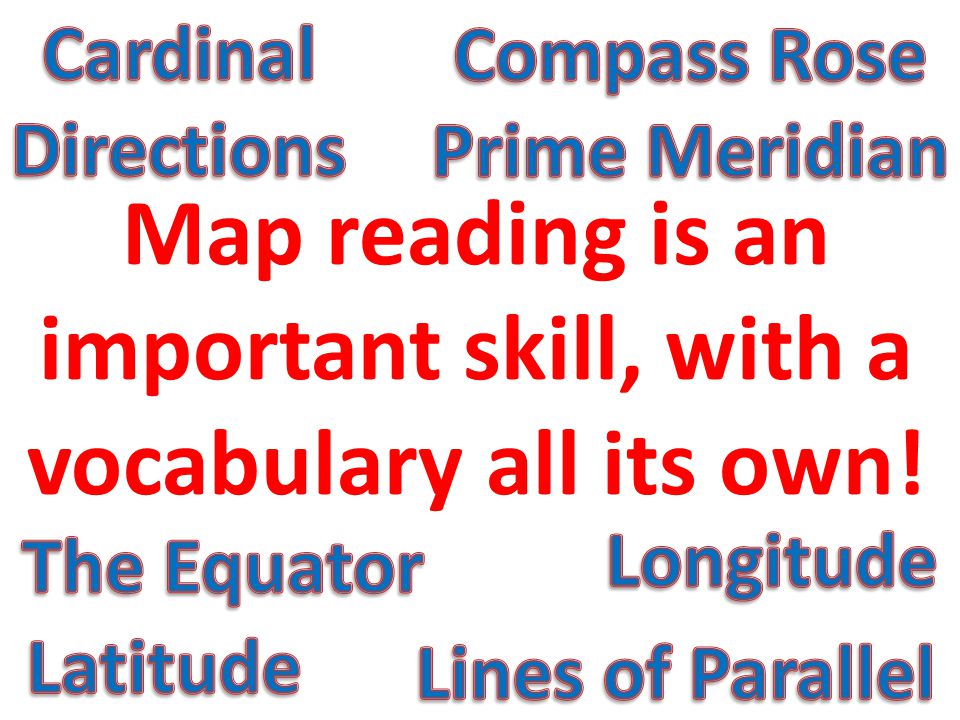 Map reading is an important skill, with a vocabulary all its own!