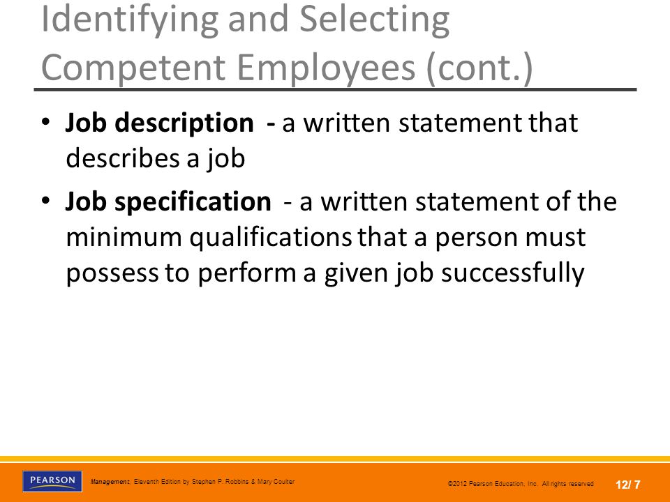 Identifying and Selecting Competent Employees (cont.)