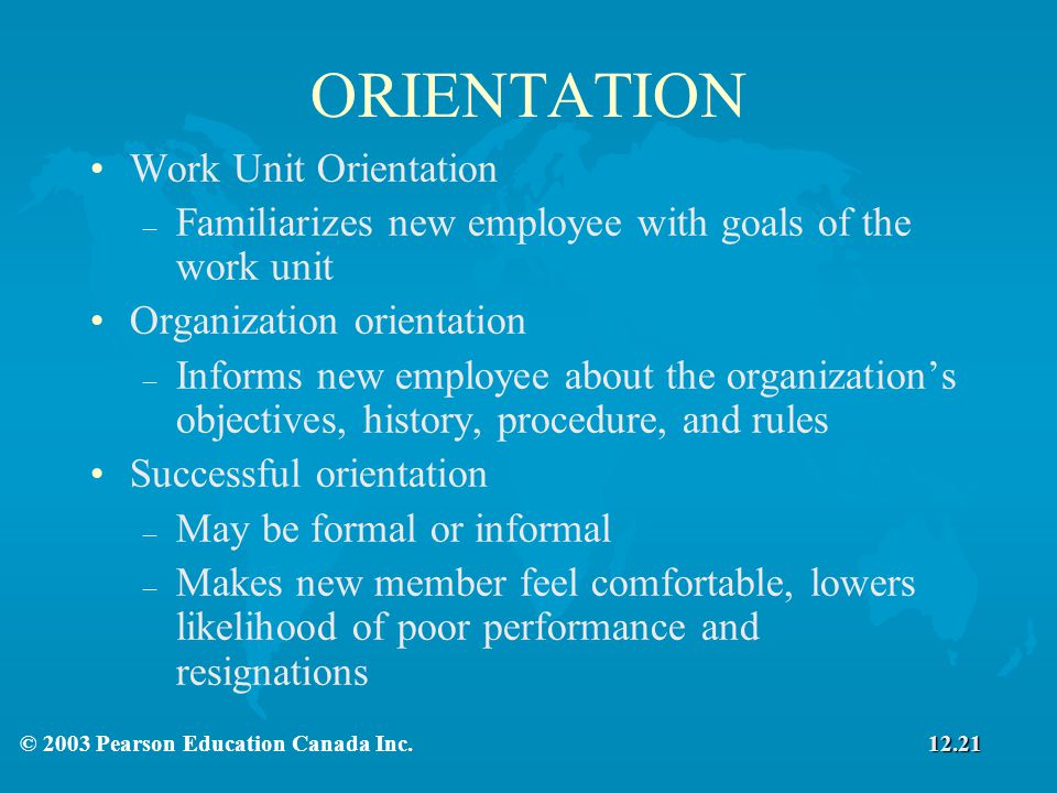 ORIENTATION Work Unit Orientation