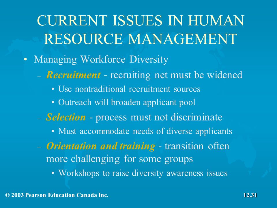 CURRENT ISSUES IN HUMAN RESOURCE MANAGEMENT