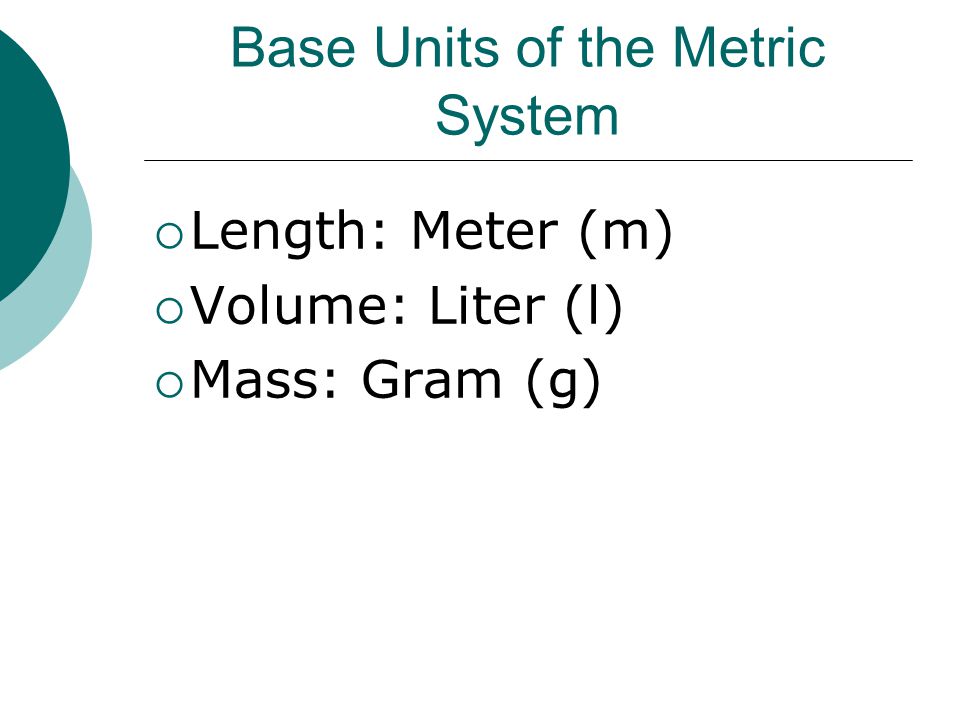 Base Units of the Metric System