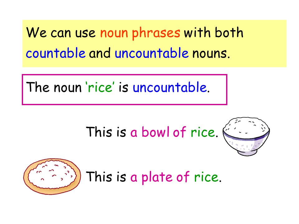 The noun ‘rice’ is uncountable.