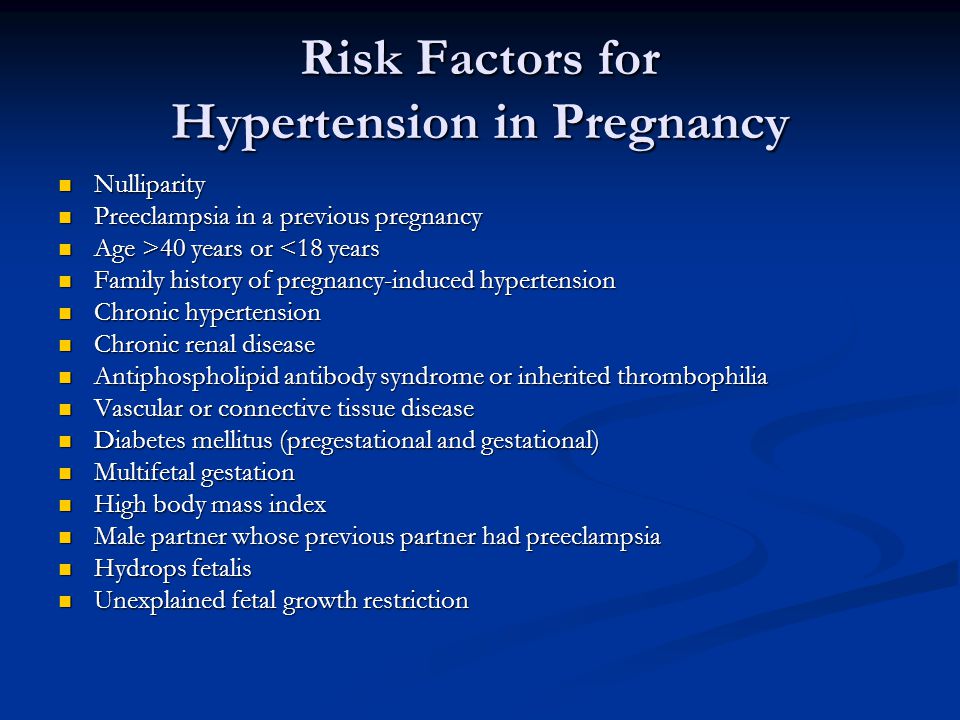 Risk Factors for Hypertension in Pregnancy