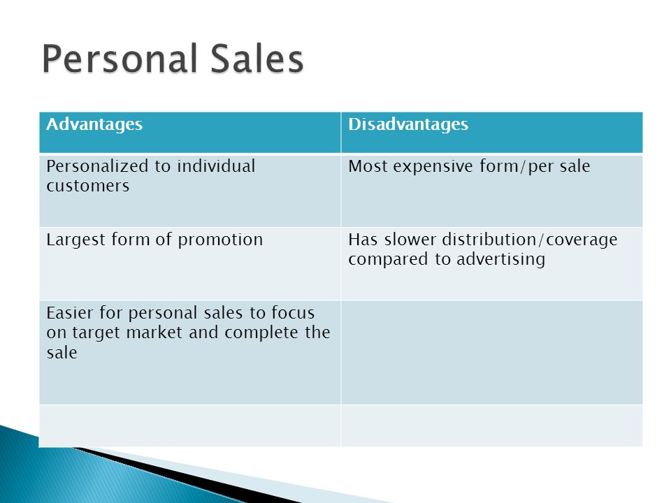 Personal Sales Advantages Disadvantages