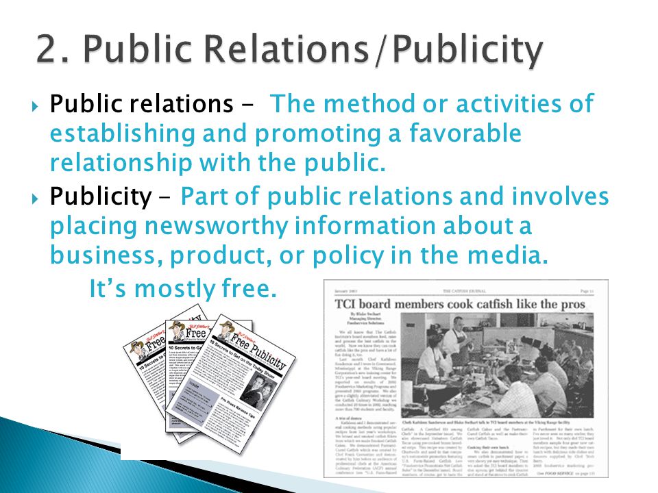 2. Public Relations/Publicity