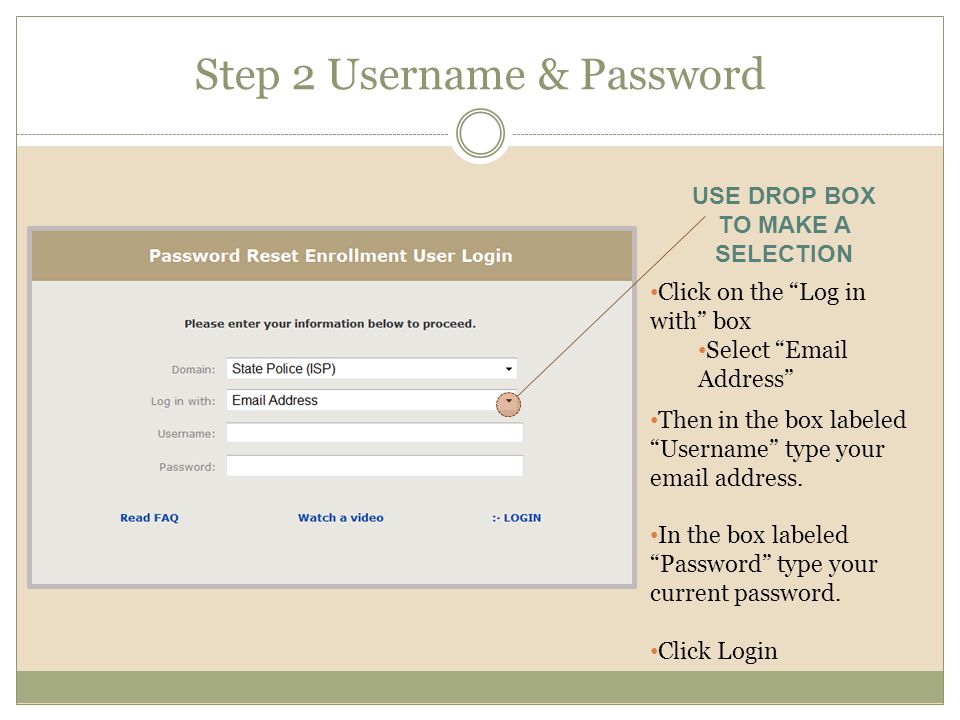 Step 2 Username & Password