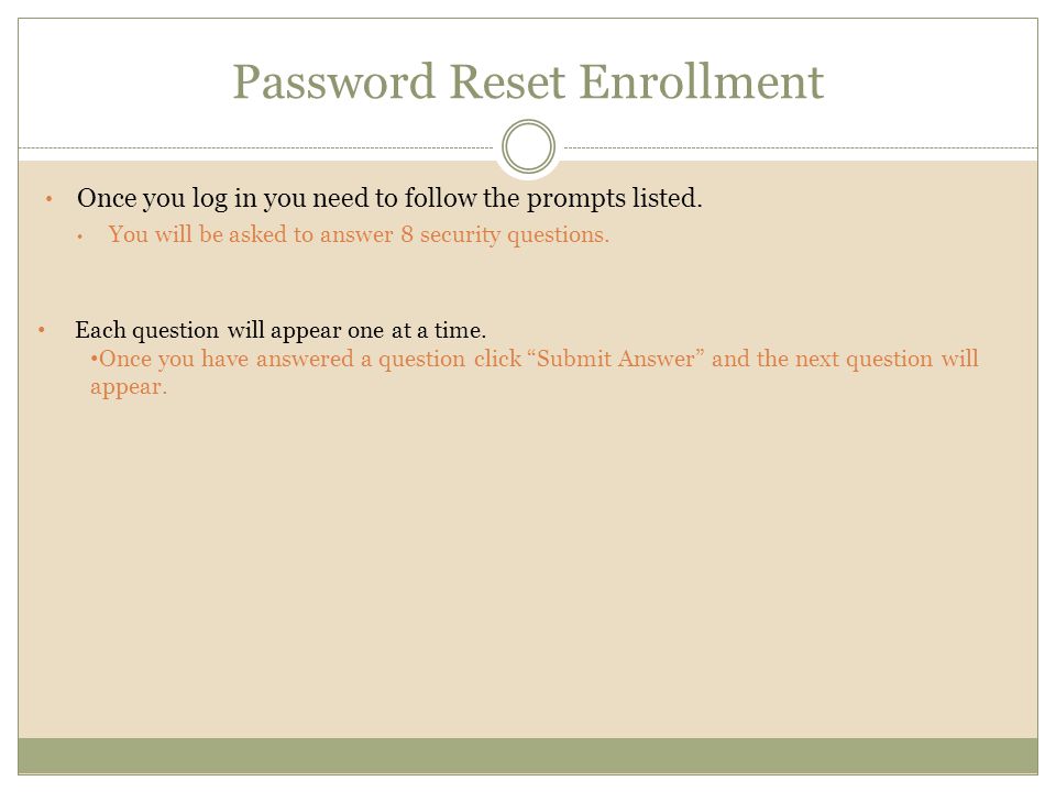 Password Reset Enrollment