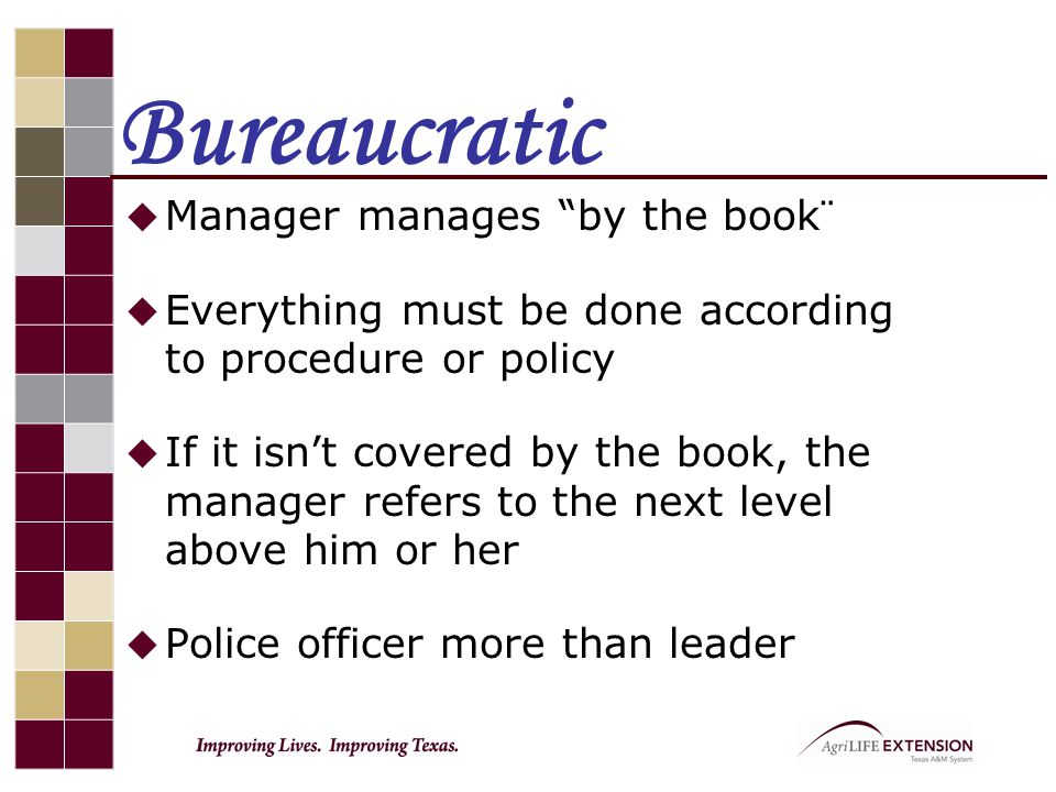 Bureaucratic Manager manages by the book¨