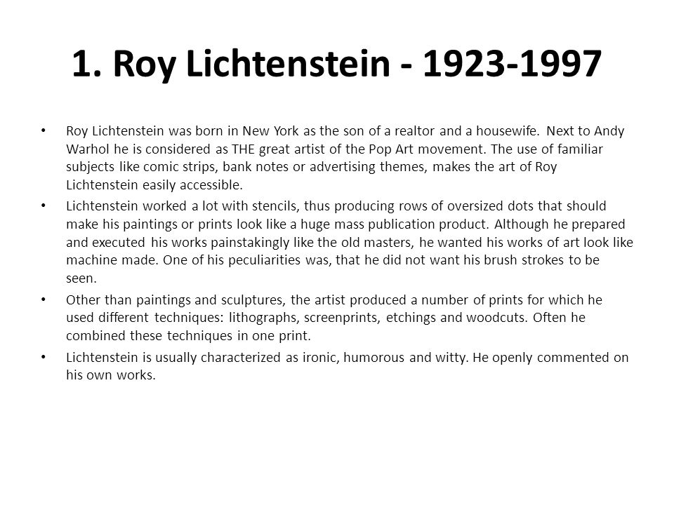 1. Roy Lichtenstein
