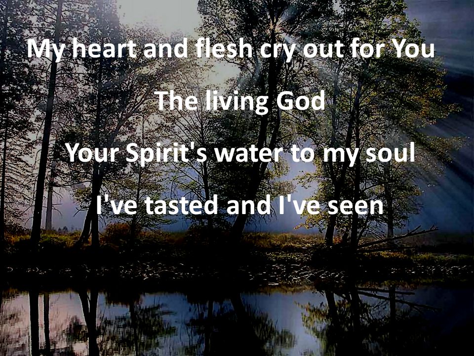 My heart and flesh cry out for You The living God Your Spirit s water to my soul I ve tasted and I ve seen