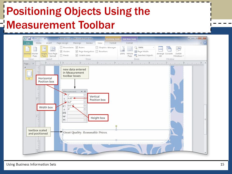 Positioning Objects Using the Measurement Toolbar