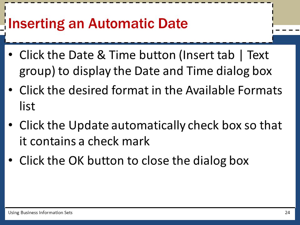 Inserting an Automatic Date