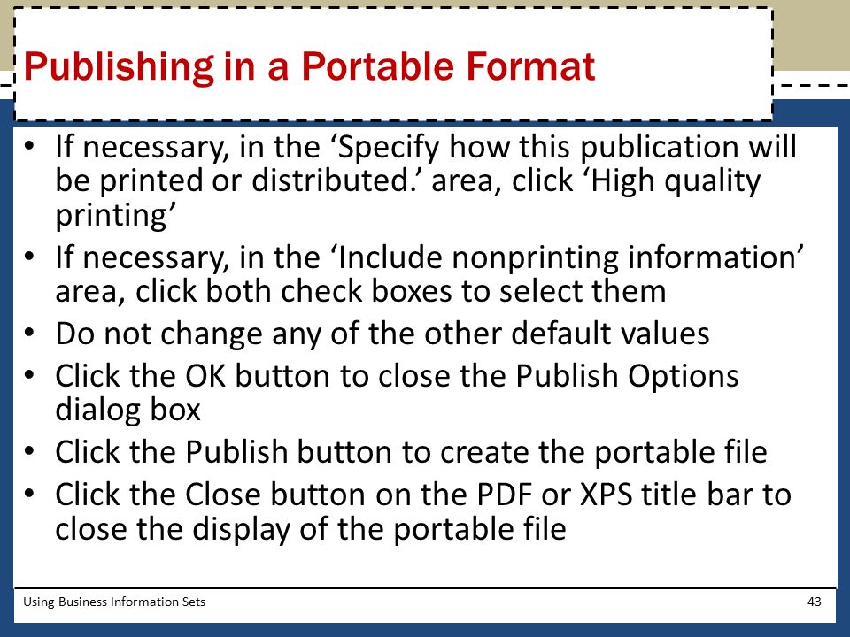 Publishing in a Portable Format
