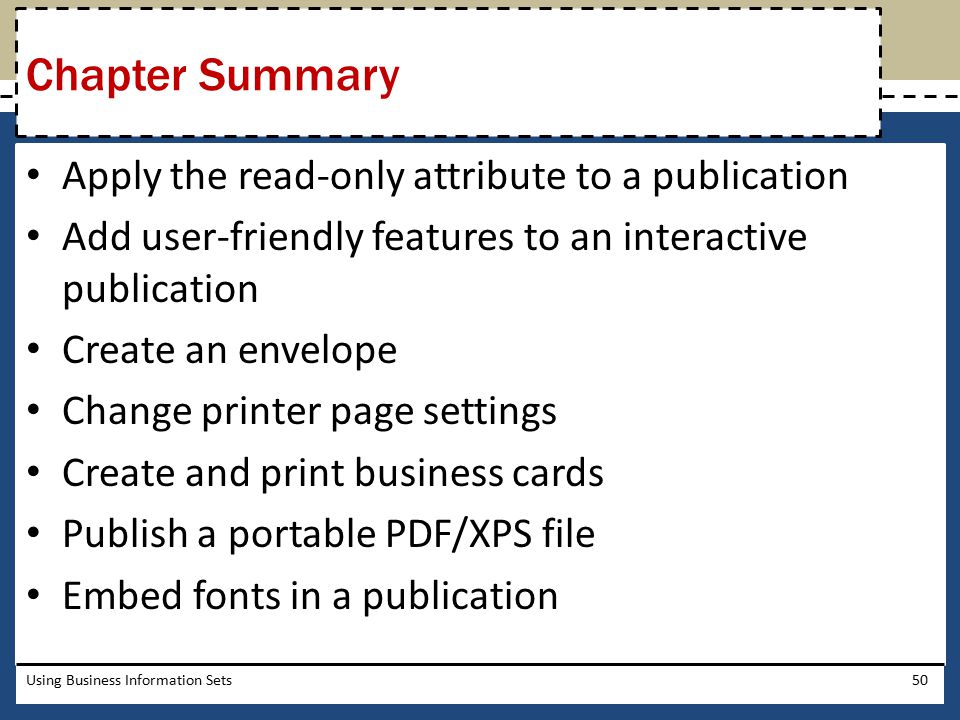 Chapter Summary Apply the read-only attribute to a publication