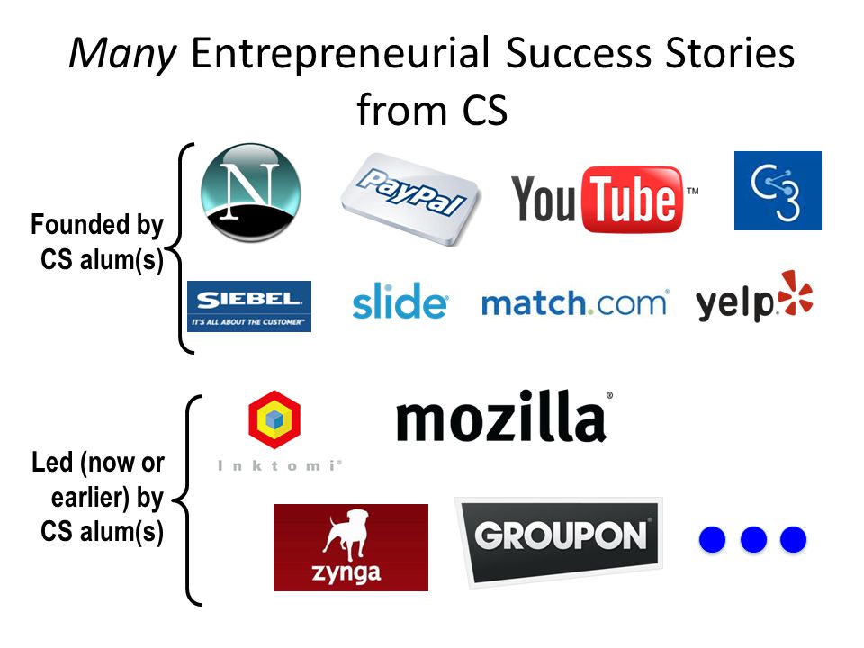 Many Entrepreneurial Success Stories from CS