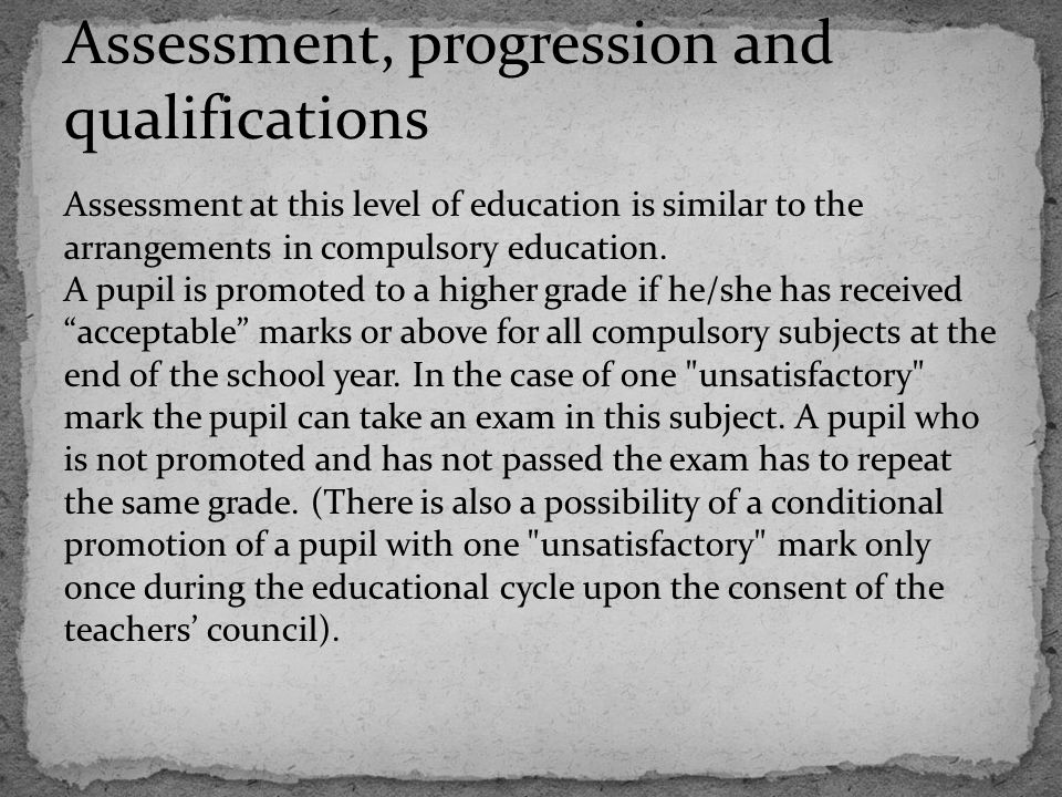 Assessment, progression and qualifications