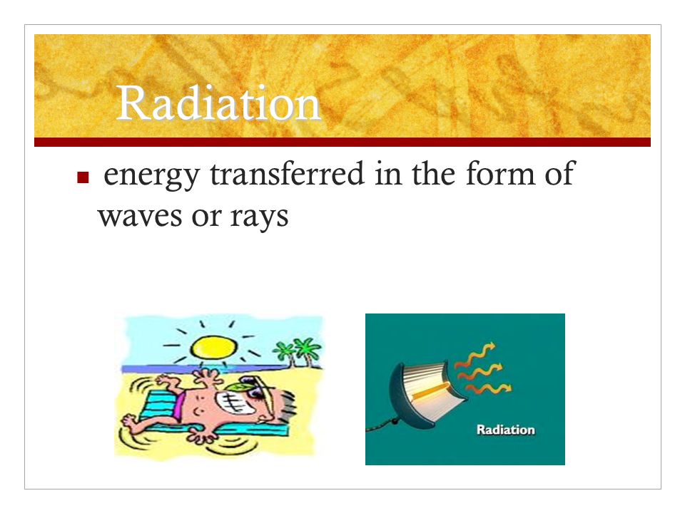 Radiation energy transferred in the form of waves or rays