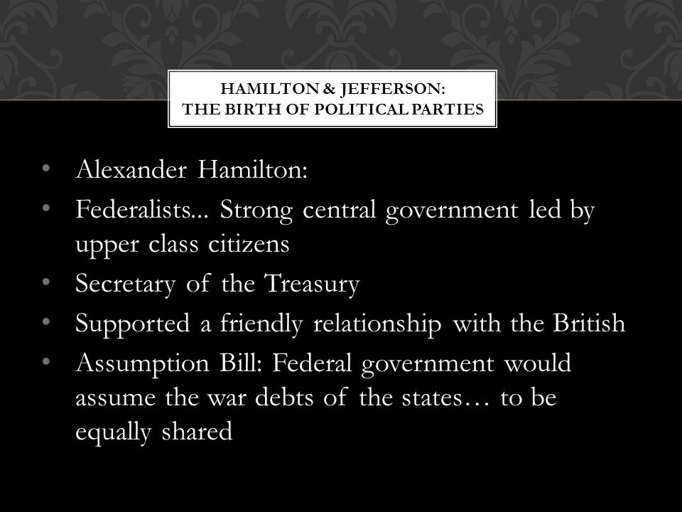 Hamilton & Jefferson: the birth of political parties