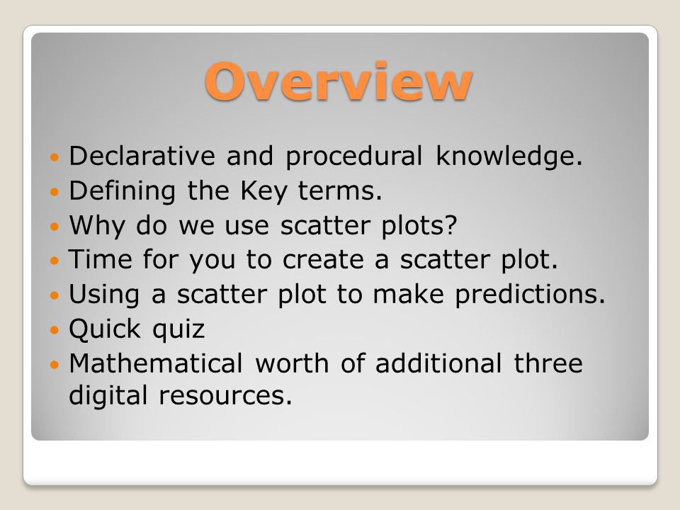 Overview Declarative and procedural knowledge. Defining the Key terms.