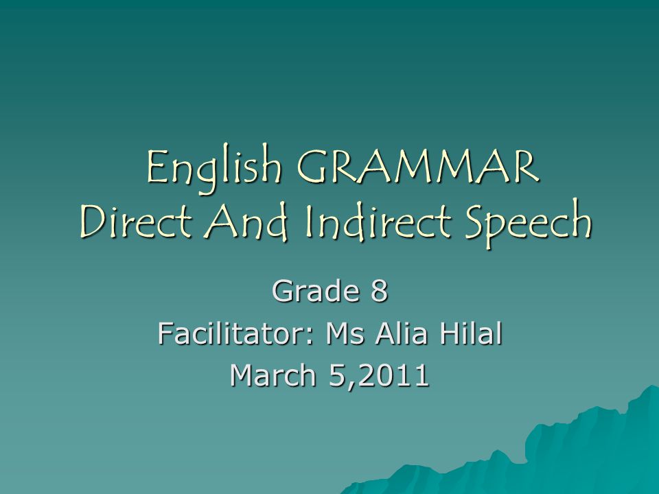 English GRAMMAR Direct And Indirect Speech
