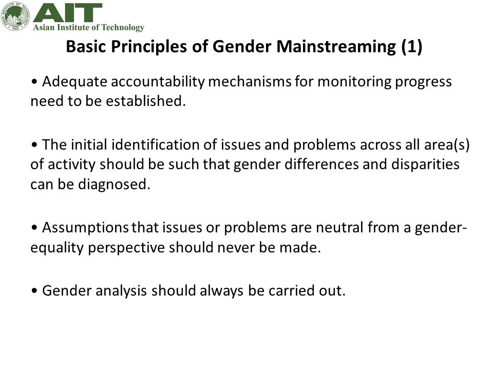 Basic Principles of Gender Mainstreaming (1)