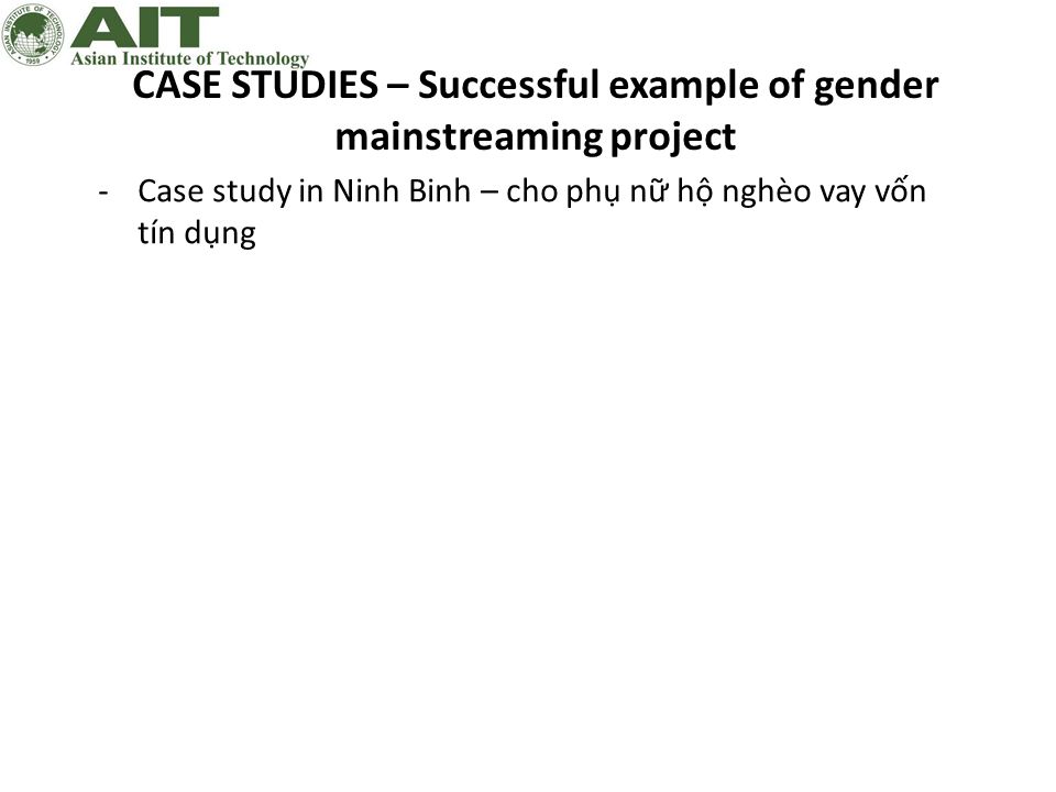 CASE STUDIES – Successful example of gender mainstreaming project