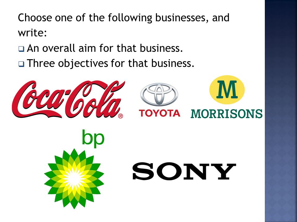 Choose one of the following businesses, and