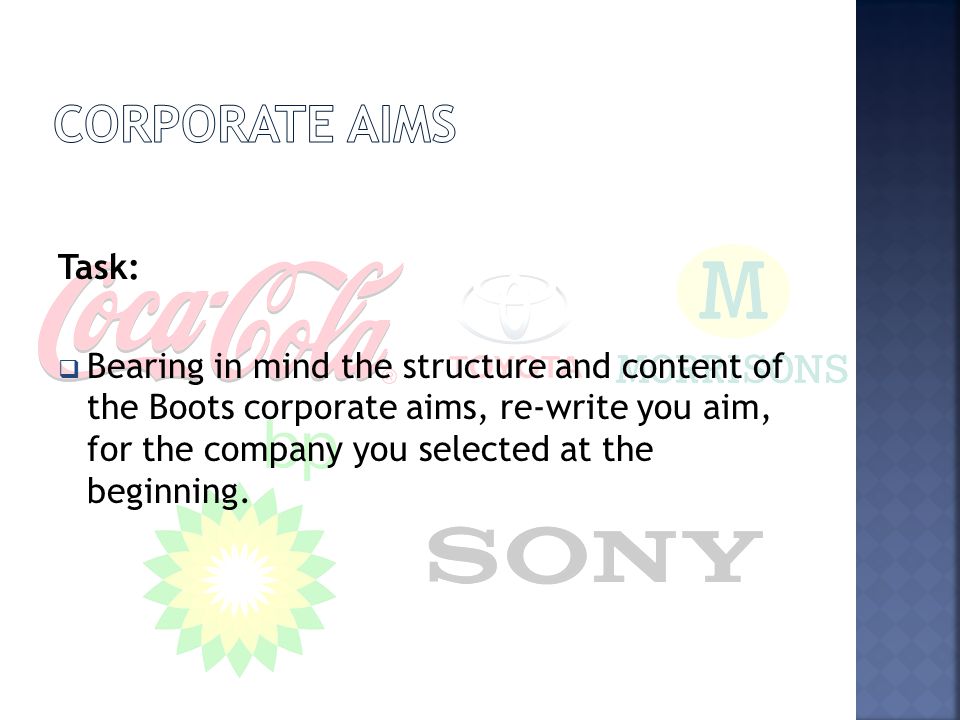 Corporate Aims Task: