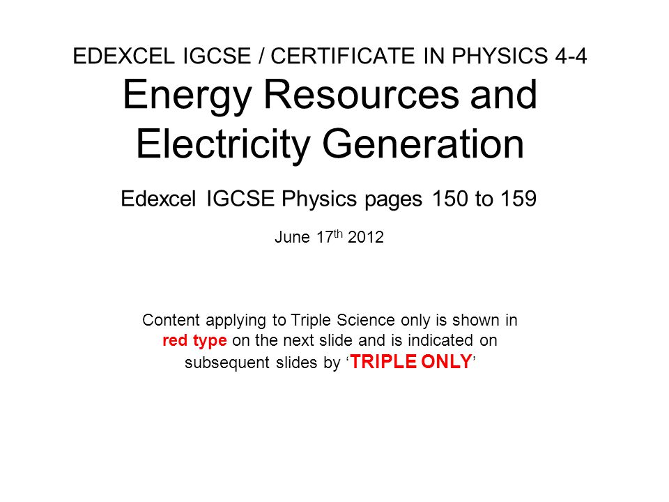 Edexcel IGCSE Physics pages 150 to 159