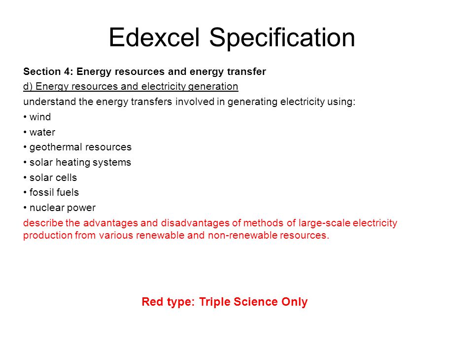 Edexcel Specification