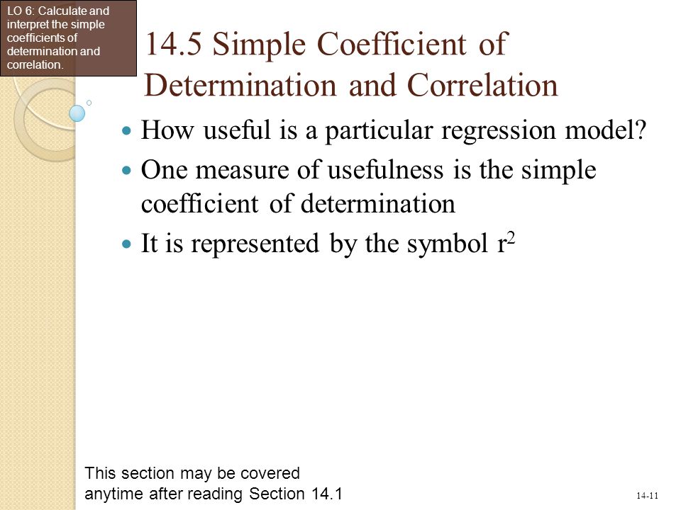 14.5 Simple Coefficient of Determination and Correlation