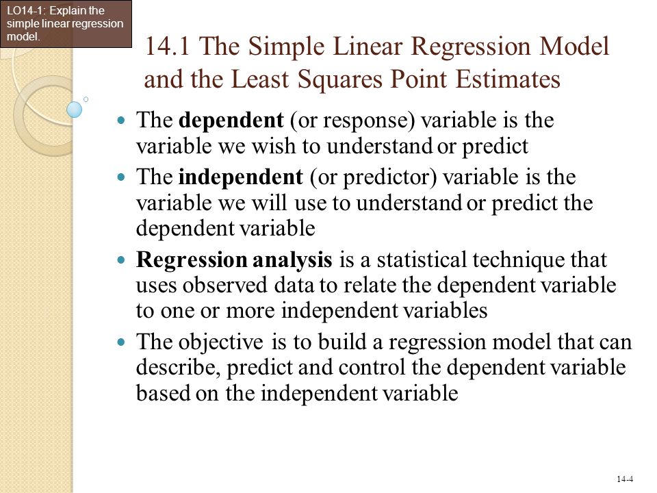 LO14-1: Explain the simple linear regression