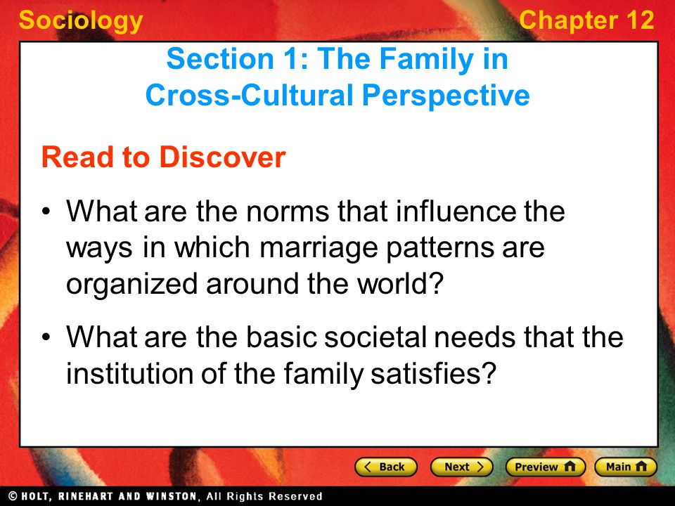 Section 1: The Family in Cross-Cultural Perspective