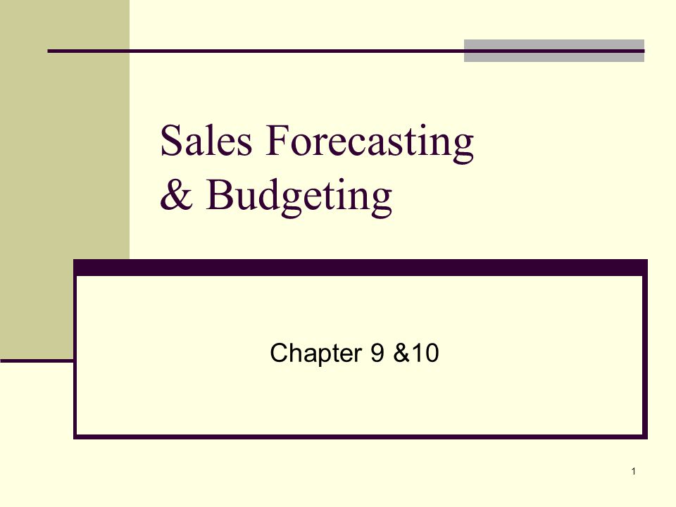 Sales Forecasting & Budgeting