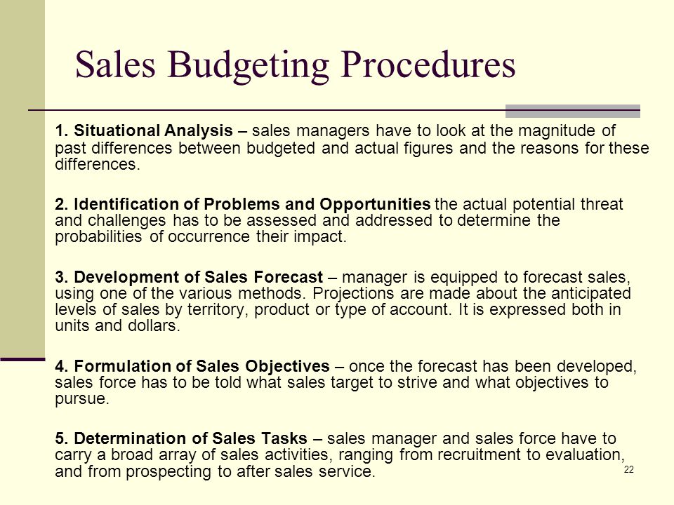 Sales Budgeting Procedures