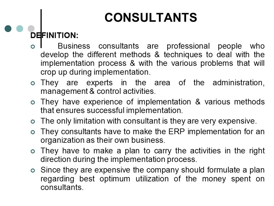 CONSULTANTS DEFINITION: