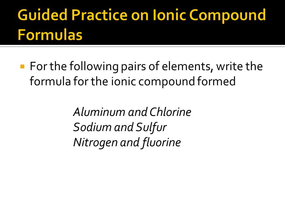 Guided Practice on Ionic Compound Formulas