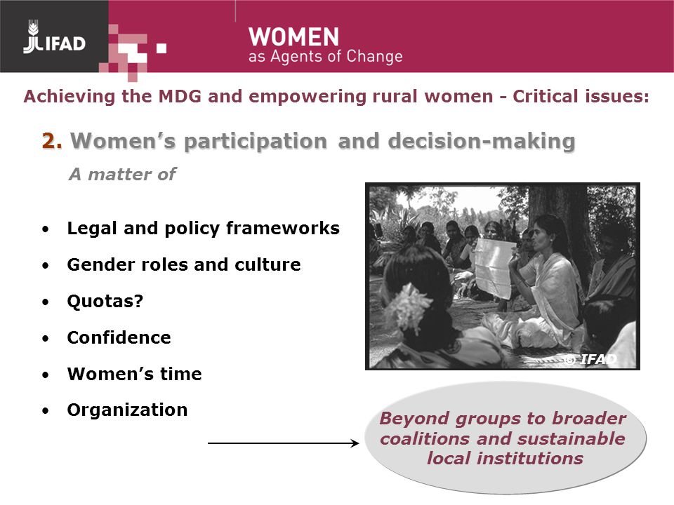 2. Women’s participation and decision-making A matter of