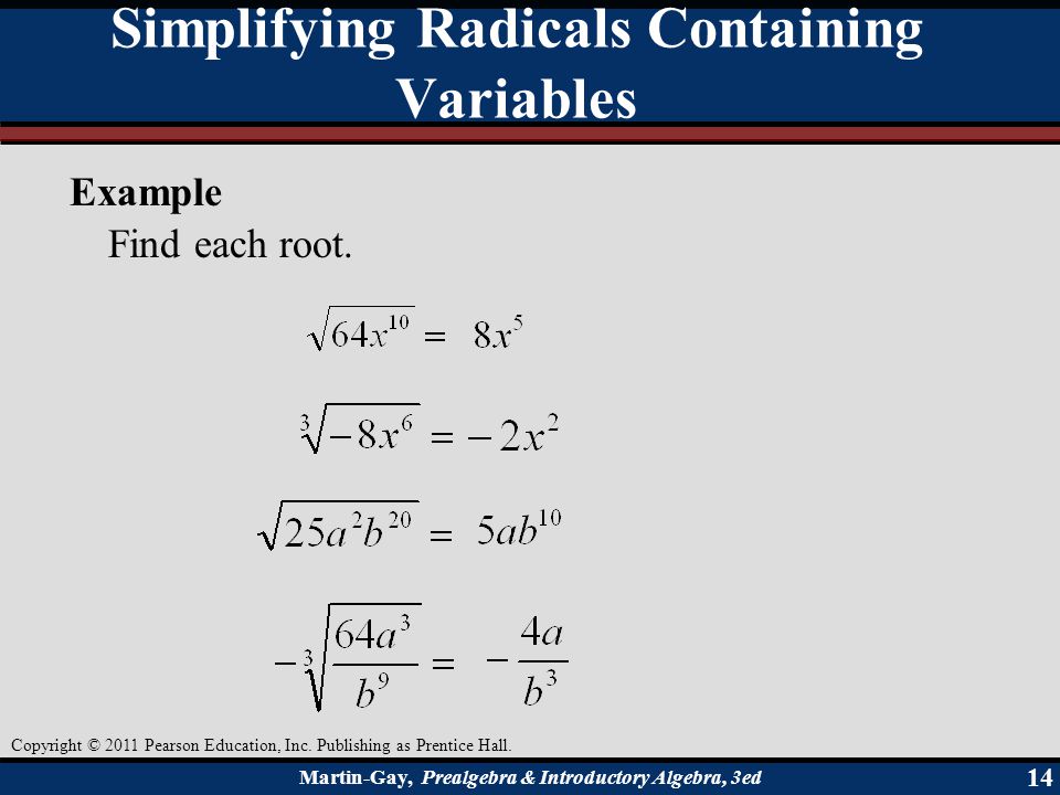 Simplifying Radicals Containing Variables